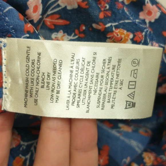 Free People Vintage Lover Blouse Small Blue Striped Floral Babydoll Puff Sleeve - Picture 9 of 11